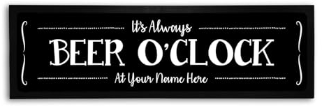 Bang Tidy Clothing Personalised Bar Runner Mat - Novelty Beer Gifts for Home Bars Pubs - Beer O'Clock