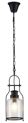 Lindby lámpara colgante en negro mate, transparente, luminaria suspendida | e27, vintage, vidrio para pasillo, sala de estar, salón, comedor
