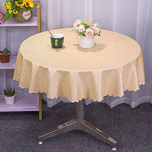 XQSSB Tischdecke Jacquard Tischwäsche Verdickung Lotuseffekt Tischtücher mit Zarten Pastelltönen Goldener Runder Durchmesser Von 180 cm