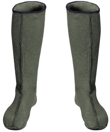 3Kamido Calze per Stivali in Feltro, Verde Oliva 35/36 Scarpe Interne per Stivali in Gomma, 36-50, Lunghe, Calza Donna, Uomo, Inserto riscaldante in Feltro, Calze Termiche