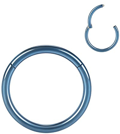 AROWRO 316L Surgical Steel Klappnasenringe Hoop 20G 18G 16G 14G 12G Nahtlose Piercingringe für Nasenseptumknorpel Helix Tragus Conch Rook Daith Lappendurchmesser 6 mm bis 14 mm