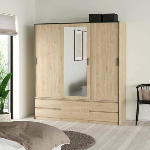 Dmora - Großer Mehrzweckschrank Agnes, Multifunktionale Möbel, Schuhschrank, Besenschrank, 181x60 h200 cm, Eiche