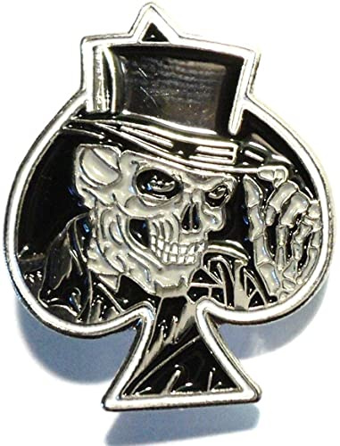 GBJUK Emaille-Anstecknadel mit Totenkopf-Asse-Biker-Motiv, mit Schmetterlingsverschluss auf der Rückseite