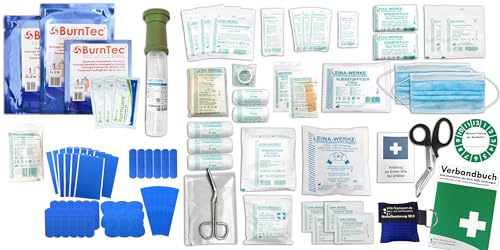 Erste Hilfe SET GASTRO für Betriebe DIN/EN 13157 PLUS 1 INKL. Augenspülung + Kühlgel + detektierbare Pflaster + Hydrogelverbände + Notfallbeatmungshilfe