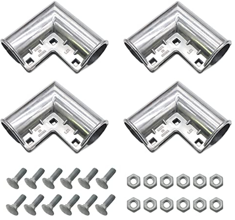 4 Packungen Aluminium-Kettenglied-Zaun-Ecken, Torbogen mit 90 Grad Winkel-Design für 3,5 x 3,5 cm Außendurchmesser, gepresste Torecke inklusive Schrauben, einfach zu installieren On Gate