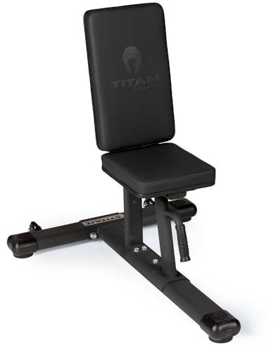 Titan Fitness Seated Stationary Bench, Rated 330 LB, Ergonomic Angled Back, Comfortable HeftyGrip Padding, Front Handle, Rear Wheels for Easy Transport, Utility Upright Weight Bench