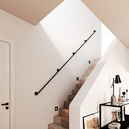 pamo Handlauf für Treppen | 36-392 cm | Handlauf schwarz aus stabilen Rohren im industrial Loft Design | Treppengeländer innen zur Wandbefestigung | Handläufe