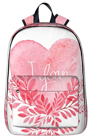 NYHGOXM Rucksack mit Aufdruck I Love You, wasserabweisend, Laptop-Rucksack, Schulanfang und Uni, Schwarz , One size