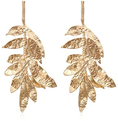 Golden Leaf Cluster & Statement Dangle Earrings - Cute Plant Drop & Floral Boho Designs for Women & Girls