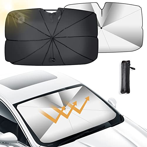 Oziral Parasol Parabrisas Delantero para Coche, Paraguas Parasol Coche, Evita Arañazos Parasol Plegable Protección UV Paraguas para la mayoría de los vehículos 73cm*130cm（29 * 51in