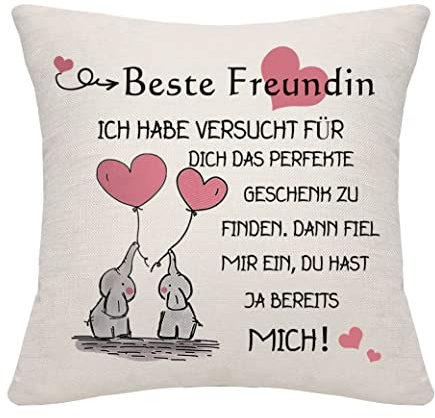 Bommex Beste Freund Geschenk für Frauen Beste Freund Kissenbezug forr Frauen Geschenk für Beste Freundin Freundschaft Geschenk Geburtstagsgeschenk (Beste Freundin)