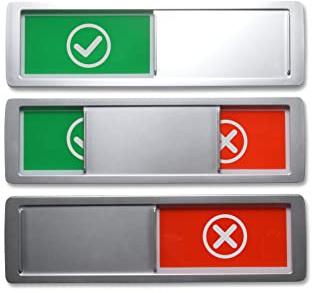 SynMe FREI/BESETZT SCHIEBESCHILD Basic ✓&X Haken & Kreuz - 17,8x5cm - Rahmen & Arial Schrift - Magnet. Rückseite & zusätzlich 2 Klebepads der renomierten Marke 3M für Nicht-Metall. Oberflächen