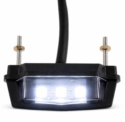2EXTREME LED-Kennzeichenbeleuchtung 57x30x20mm 12V, kompatibel mit Motorrad | 3 weiße LEDs, schwarzes Gehäuse, ECE geprüft, wasserdicht; kompatibel mit Auto, Quad, Roller, Mofa, Moped, E Scooter, ERoller