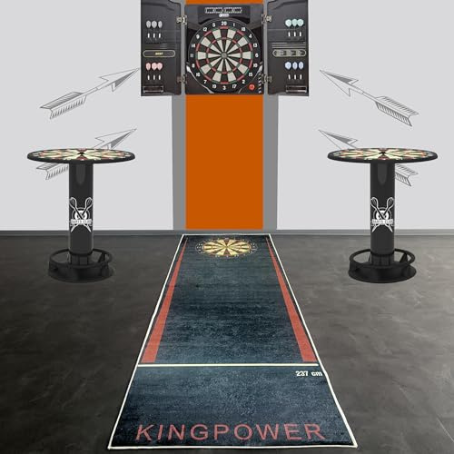 CARPETIA Innovativ svart dartmatta med tryckt darttavla och kastlinjer för ultimat skydd och precision 80 x 285 cm