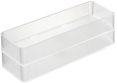 YAMAZAKI 3644 TOWER Stackable Organizer L X2 Set, white, PS Resin, 8 x 24 x 3.7 cm