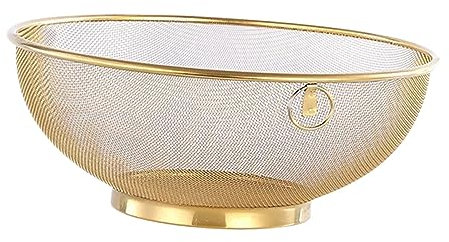 Generic Rice Washing Colander Food Strainer Colander Rice Sieve Kitchen Supplies Washing Mesh Strainer Multipurpose Rice Quinoa Rice Washing Basket, Gold