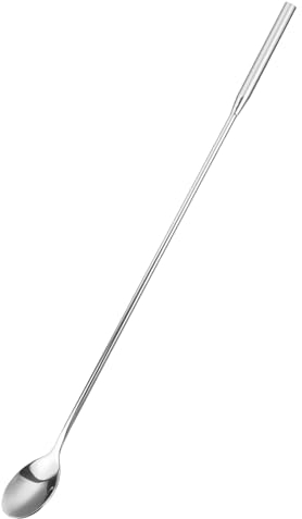 QUARKZMAN Cuchara de Mezcla de Mango Largo, Cucharilla de Barman de Acero Inoxidable, Cucharilla de Coctel, Cucharilla de Mezcla de Barra (Longitud: 300mm/11.81, Plateado)