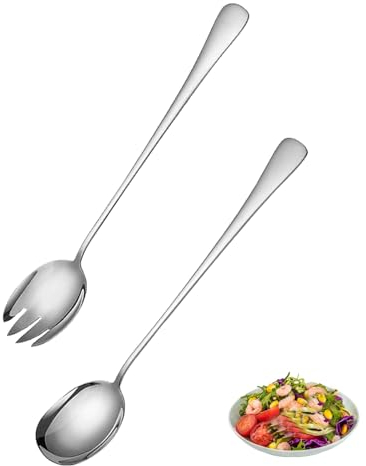 XINTANGXIA 2 Stück Salatbesteck Set 10,98 Zoll Salatbesteck Edelstahl Servierbesteck für Zuhause Camping Restaurant Esszimmer,Spülmaschinenfest