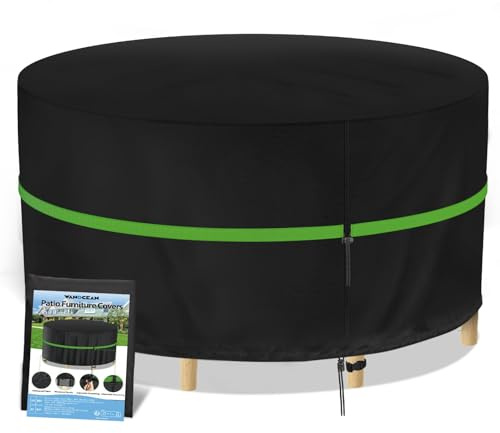 Gartenmöbel Abdeckung Rund,420D Oxford Schutzhülle Abdeckplane Abdeckhaube,Rund Gartentisch Esstisch Abdeckung für Möbelsets, Wasserdicht Reißfest Schwerlast (160x70cm)