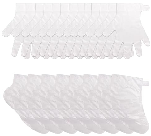 LEEQ 100 PCS Einmalhandschuhe und 100 PCS Clear Plastic Einwegstiefel Paraffin Bad Liner Fussmaske für die Fußpediküre Hot Spa Wax Treatment Fußabdeckungen Taschen, Paraffin Fußmaske Socken