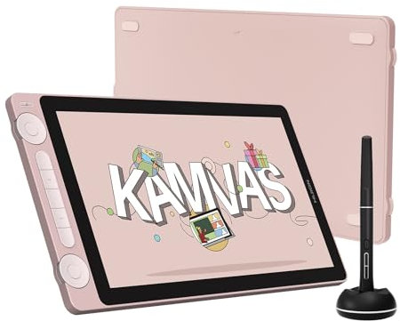 HUION Kamvas 13 Gen3 2024 Tablette Graphique avec Écran, Tablette de Dessin 13.3 avec Verre Canvas Anti-Étincelles, Pentech 4.0, Pression du Stylet 16384, Double Molette pour PC, Mac, Android, Rose