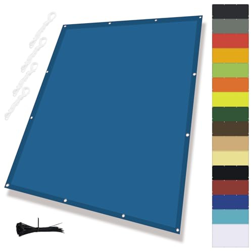 MENGH Sonnenschutz Balkon,Balkonbespannung mit ösen,Wasserdicht markisenstoff,Sonnenschutz Windschutz Balkon Terrasse 95% Uv-SchutDeko für Balkongeländer, Terrasse & Garten Blau 1.2x2.6m