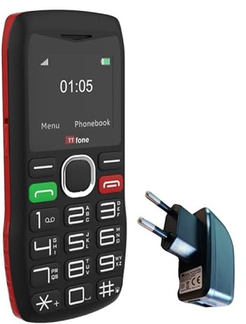 TTfone Seniorenfreundliches Mobiltelefon mit großen Tasten und Notfallknopf, TT880 (mit Netzladegerät)