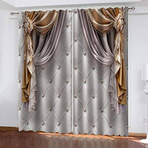 Gardinen Mit Ösen Schlafzimmer Schallschutz Vorhang Digitaldruck 3D Einfache Softbag-Kreativität Wohnzimmer Thermogardine 2Er Set 210X200cm (HxB)