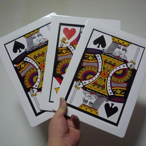 Rebetomo Drei Karten Monte Set (21 x 28 cm, Q,K) Zaubertricks, Jumbo-Kartenwechsel, magisches Zubehör, lustiges Rätselraten, Bühnenillusionen, Spielereien, Requisiten, Komödie Trick