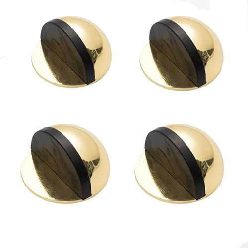 Tope de puerta autoadhesivo, juego de 4 topes de puerta de acero inoxidable, tope de puerta de suelo y pared para todos los suelos duros para proteger paredes y muebles, dorado