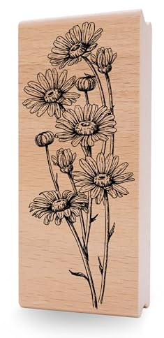 NEWSTAMPS Stempel Gänseblumen Motivstempel aus Holz & Gummi zum Karten und Geschenke basteln, Holzstempel für Blumen, Pflanzen, Floral, Wiese, Gräser, Scrapbook, Textilstempel, Deko, Freunde