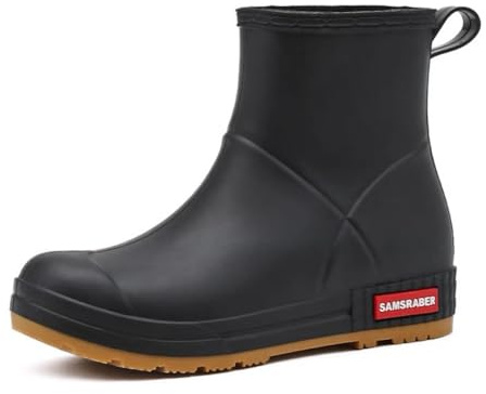 FENGSHENG-SHOP Wellington Boots for Women and Men Ankle Ladies Wellies Short Chelsea Booties Waterproof Rain Boots (Black, Adult, Men, 8.5, Numeric, UK Footwear Size System, Wide)