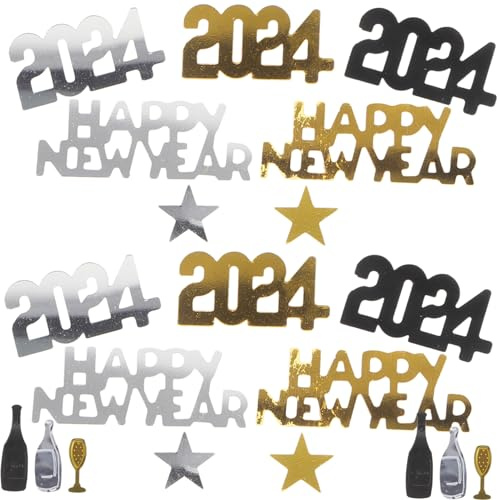 KONTONTY Confeti Decorativo para Fiesta de Año 2024 3 Bolsas de Confeti Seguro y Resistente para Adorno de Mesa y Ambiente Festivo