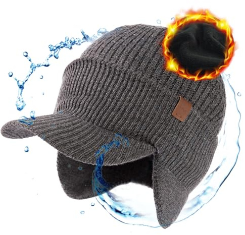 TOP-EX Warme Trappermütze für Damen und Herren, für große Köpfe, für Angeln | DryKnit™, Merinowollmix, isolierendes Fleece-Futter, zuverlässiger Regenschutz, sicher bei Wind und Wetter, flexible Passform