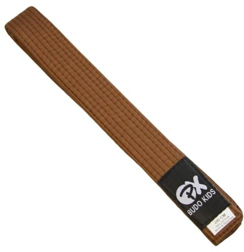 TEKKA BUDO Budogürtel Kids Soft, Längen - Weicher Farbgürtel für Kinder - Leicht zum Binden - Karate, Judo, Taekwondo, Kampfsport Braun 240 cm