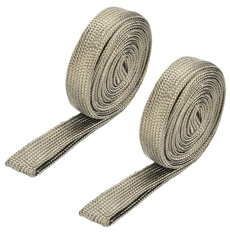 sourcing map 2 Pcs Heat Shield Sleeve, 0.5 ID 10 Feet Heat Sleeve Automotive Wire Heat Shield Fuel Line Heat Shield Sleeve Heat Sleeve Heat Wrap 800 Degree for Wires, Titanium Color