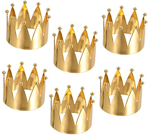 Goldene Serviettenringe Krone 6 Stück Edelstahl Tischdekoration | Klassisch Filigran, für Hochzeit und Picknick, Europäischer Stil, Stilvoll als Zentrum