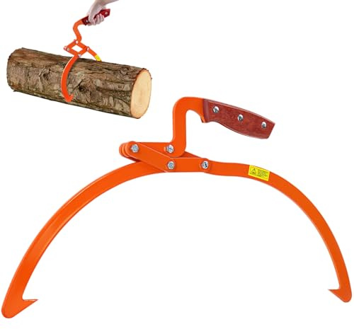 Meyoppm 13 Inch Orange Log Tongs, Claw Skidding Tong Logging Skidding Tongs with Non Slip Grip, Log Lifting Tools for Handling, Dragging & Carrying Tool
