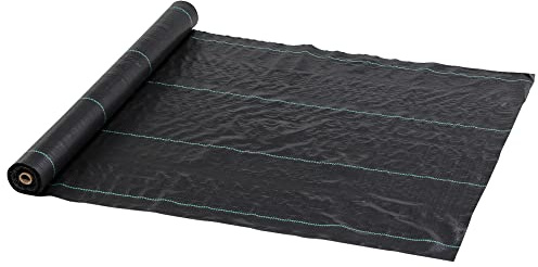 Outsunny Telo per Pacciamatura 100x1 m Traspirante in Polipropilene Nero | Anti-UV, Telo Pacciamatura, per Orto e Giardino