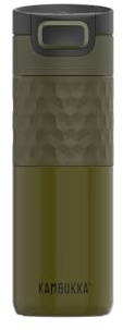Kambukka Etna Grip, Mug de Voyage Isotherme 500 ml, Double Paroi Inox, Antifuite, Vert Olive