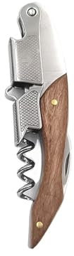 1 sacacorchos de acero inoxidable con mango de madera, abridor de vino profesional, portátil, sacacorchos multifunción para botellas de cerveza