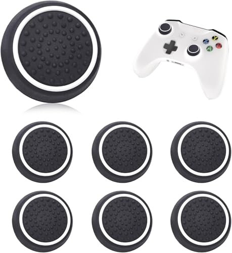 12 coperture in silicone per joystick di protezione per controller di gioco, tappi antiscivolo per joystick analogico, compatibili con controller PS2, PS3, PS4, PS5 serie X/S, bianco e nero