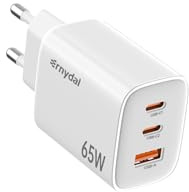 Chargeur USB-C 65W 3 Ports GaN PD3.0 – Chargeur Rapide Compact pour Voyage, Compatible MacBook Pro/Air, iPad, Galaxy S24 Ultra, Dell XPS, iPhone 16 15 14 13 12 Pro et Plus (Blanc)