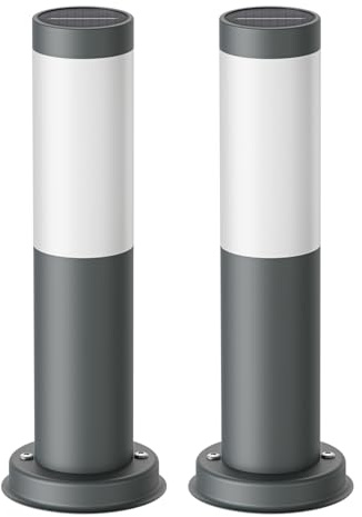 ledscom.de 2x LED Pollerleuchte/Wegeleuchte PORU mit Solar, anthrazit, warmweiß, IP44