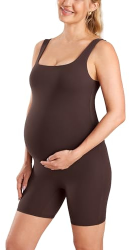 MOMANDA Moderskap Bodysuit ärmlösa shorts Jumpsuit Square Neck Tank Top för Graviditet