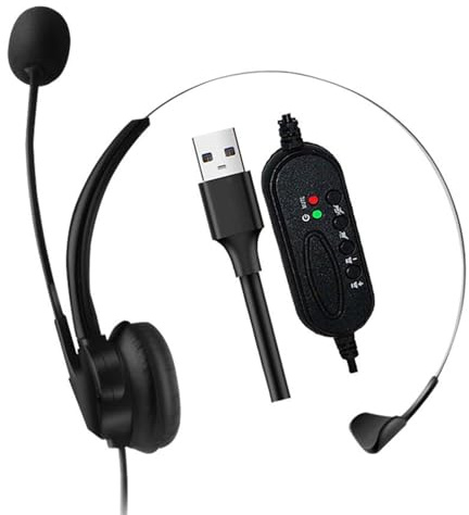 ZEPFJHE Cuffia con cavo con microfono con cancellazione del rumore Cuffie per computer per PC Laptop Business Home Office Call Center Auricolare USB professionale