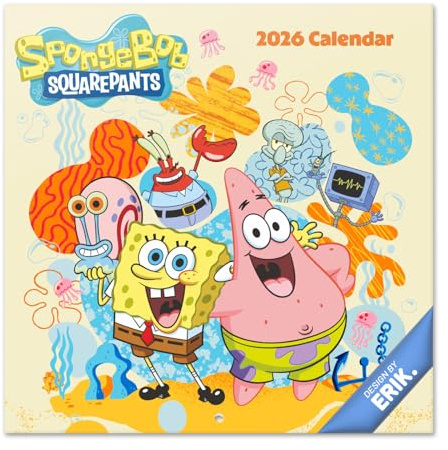 Grupo Erik Calendario 2026 pared Bob Esponja - Almanaque pared 2026 : Planificador mensual Con espacio para Anotar, Ilustraciones y Fácil de colgar (30x30cm)