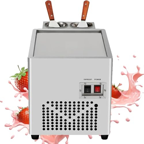 Heladera eléctrica de acero inoxidable, para yogurt congelado enrollado y postres de crema, ideal para bares, cafeterías y tiendas de postres