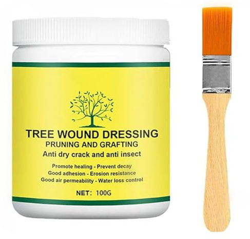 Mastic Cicatrisant Arbre,Cicatrisant Arbre Fruitier,Bonsaï Découpe Pâte,Pâte de Cicatrisation des Plantes,Formation Rapide de Film,pour les Arbres,les Arbres Fruitiers,les Arbustes,100g, avec Brosse