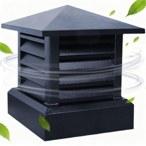 Chapeau de Cheminée Base Carrée Noir, Couvercle de Cheminée en Alliage D'Aluminium 25 30 35 cm, Chapeaux de Pluie et Neige pour Tuyau de Poêle, Évent de Toit(30x30 cm)